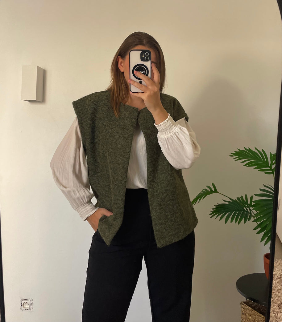 Gilet Mathilde - Kaki | Maison Adèle