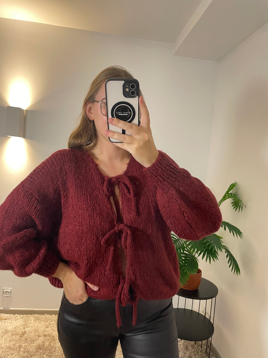 Gilet à Nouer Nina Bordeaux - Style Élégant & Polyvalent | Maison Adèle