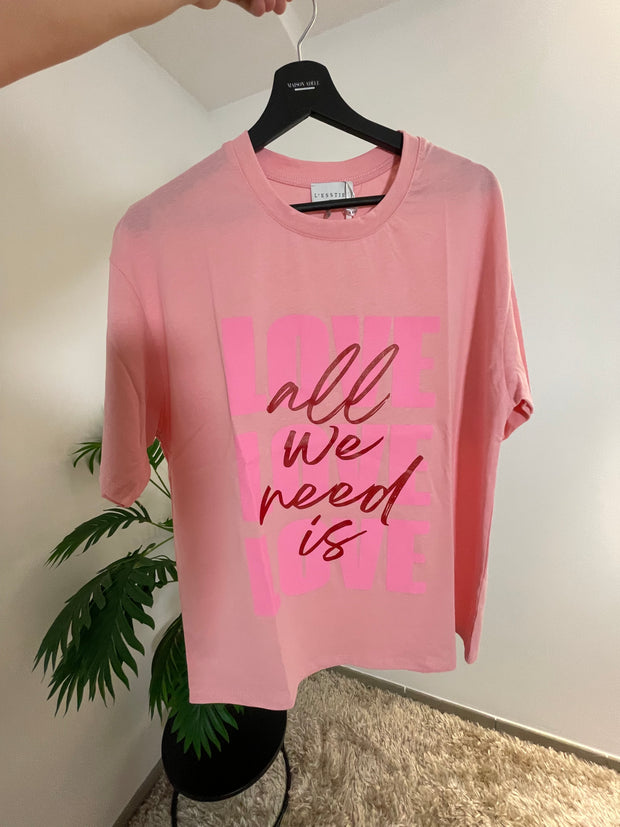 T-shirt Rose All We Need Is Love - Message Positif | Maison Adèle