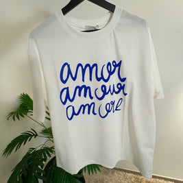T-shirt Blanc Amour Bleu - Message Universel | Maison Adèle