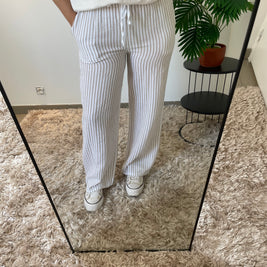 Pantalon Cléo Rayures Beige - Style Nautique Chic | Maison Adèle