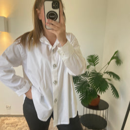 Chemise Blanche Marie Strass - Élégante & Raffinée | Maison Adèle