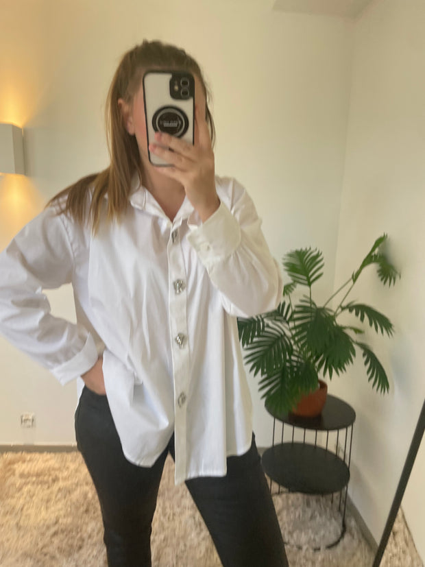 Chemise Blanche Marie Strass - Élégante & Raffinée | Maison Adèle