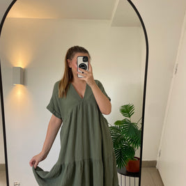 Robe Raphaëlle Kaki - Style Naturel & Bohème | Maison Adèle