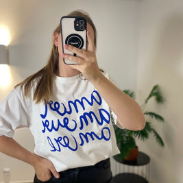 T-shirt Blanc Amour Bleu - Message Universel | Maison Adèle