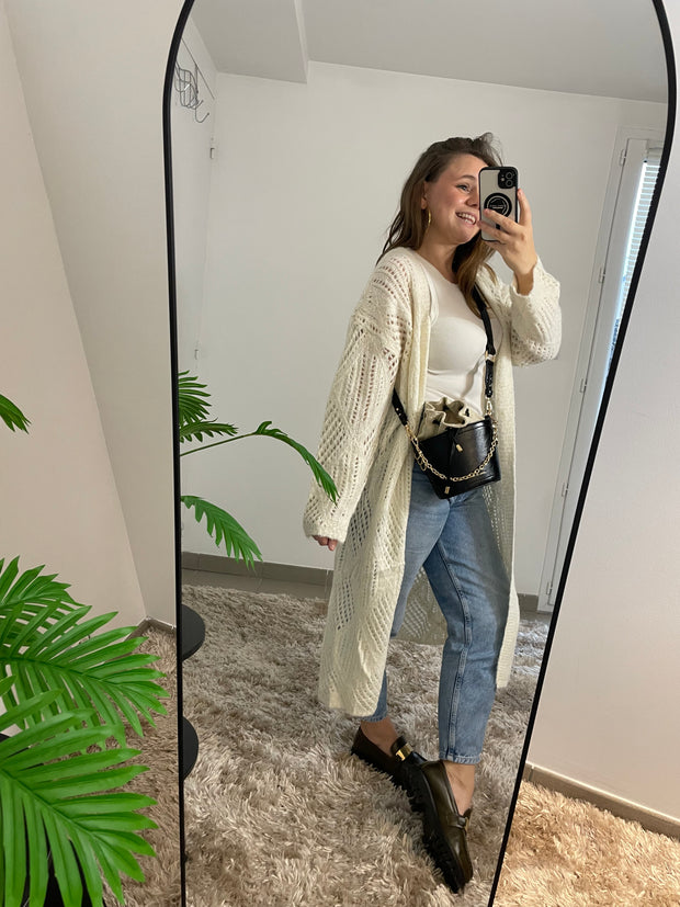 Gilet Célia - Maille ajourée pailletée | Maison Adèle