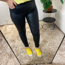 Pantalon Enduit Noir - Style Rock Élégant | Maison Adèle