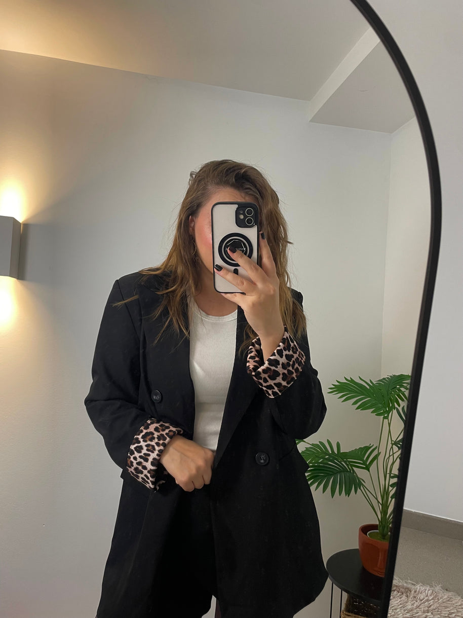 Blazer Maud Noir Léopard | Maison Adèle