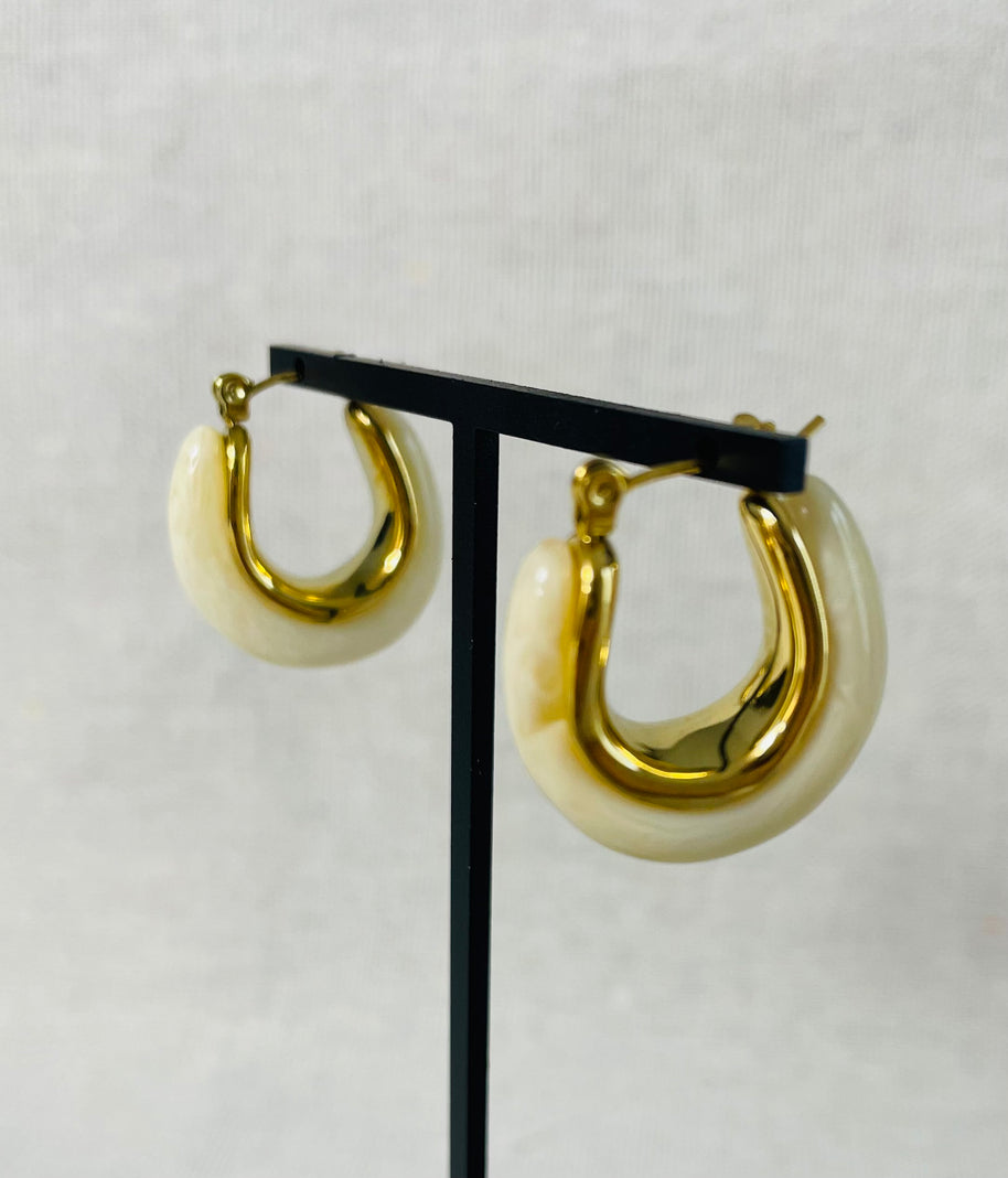 Créoles Calista Acier inoxydable & Résine | Maison Adèle