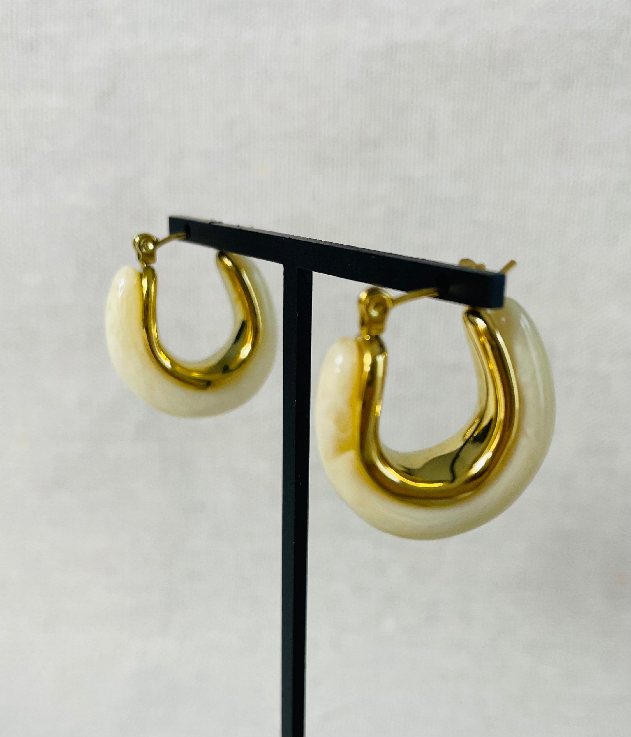 Créoles Calista Acier inoxydable & Résine | Maison Adèle