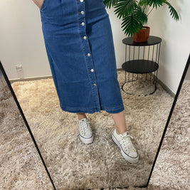 Jupe Longue Jean Fermeture Boutonnée - Style Vintage | Maison Adèle