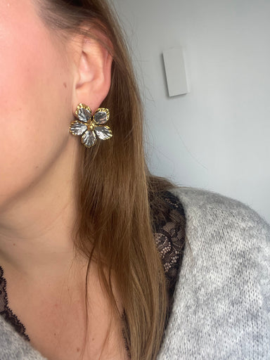 Boucles Adèle Acier Inoxydable - Fleur contrastée | Maison Adèle
