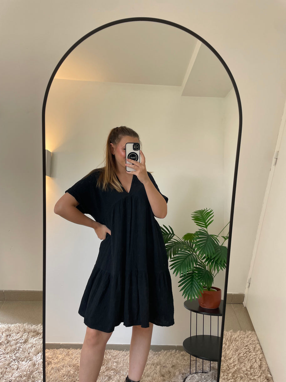 Robe Raphaëlle Noire - Élégance Intemporelle | Maison Adèle