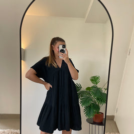 Robe Raphaëlle Noire - Élégance Intemporelle | Maison Adèle