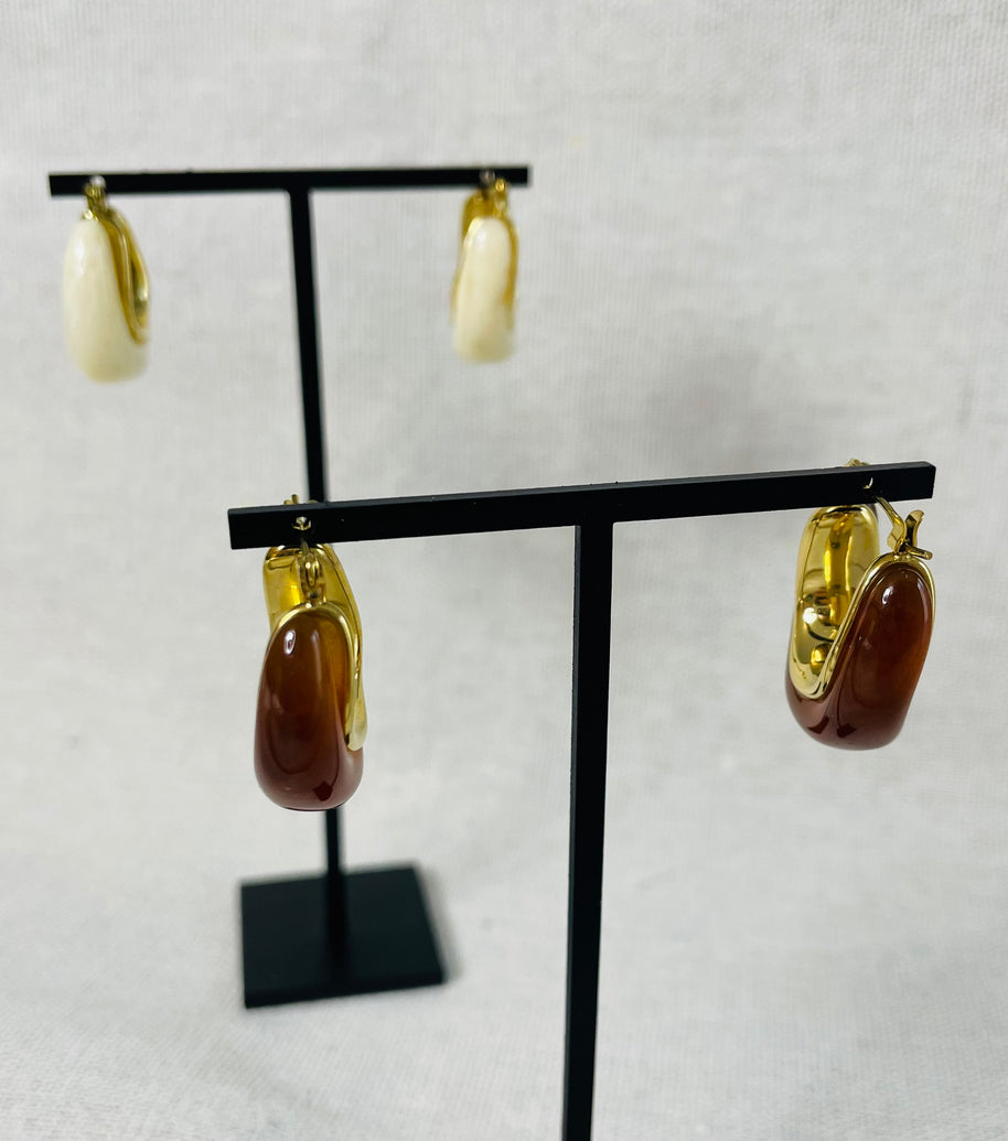 Créoles Calista Acier inoxydable & Résine | Maison Adèle