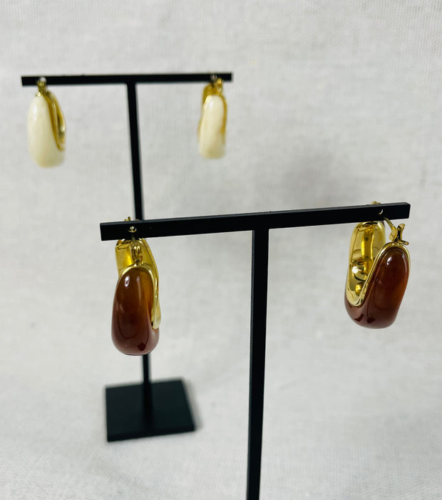 Créoles Calista Acier inoxydable & Résine | Maison Adèle