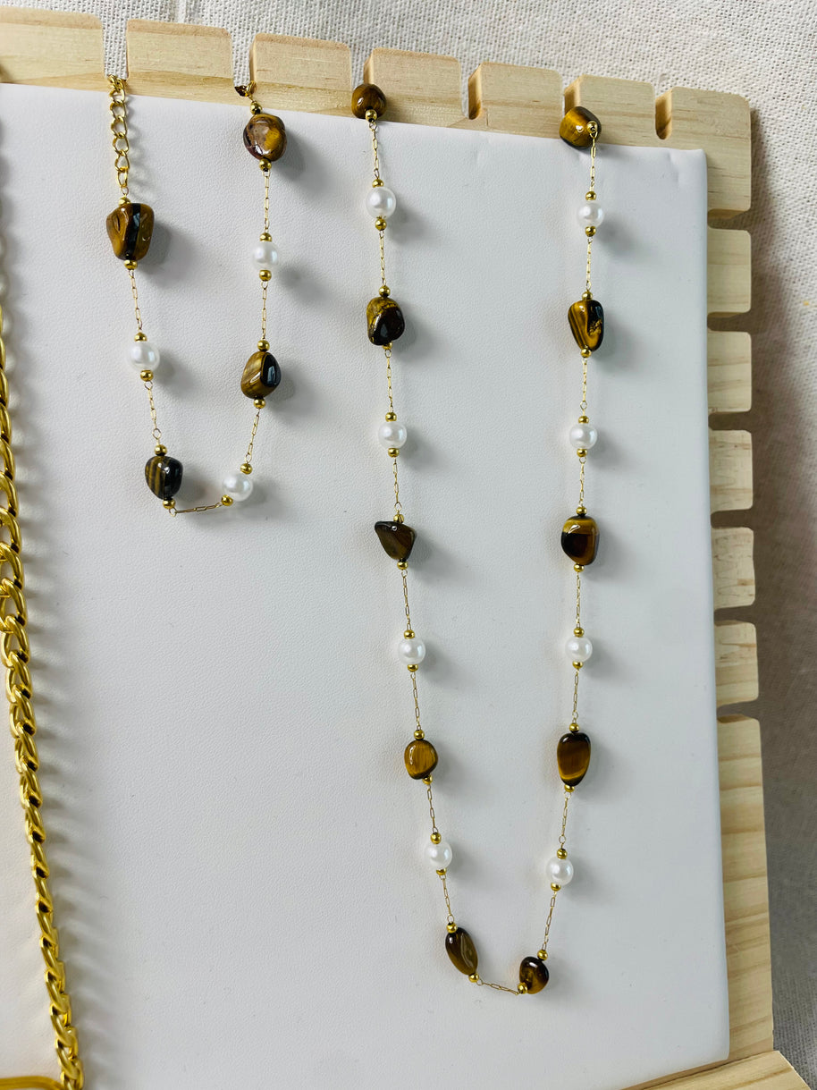 Collier Niya - Oeil de Tigre  | Maison Adèle