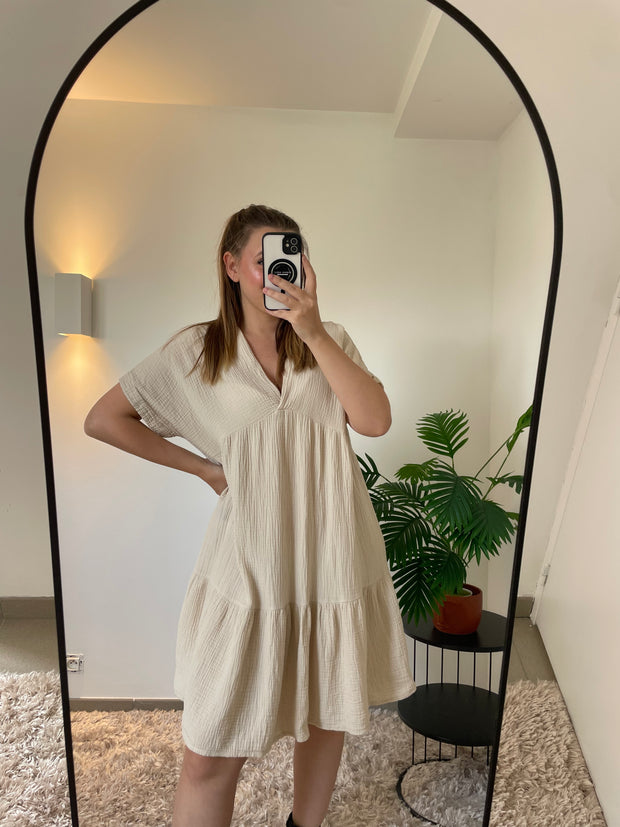 Robe Raphaëlle Beige - Douceur & Élégance Naturelle | Maison Adèle