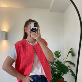 Gilet Léa Corail 100% Coton - Élégance Italienne | Maison Adèle