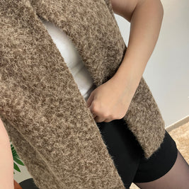 Gilet Mathilde Marron - Veste Sans Manches Femme 100% Coton | Maison Adèle