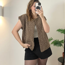 Gilet Mathilde Marron - Veste Sans Manches Femme 100% Coton | Maison Adèle