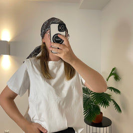 T-shirt Blanc Épaulettes & Bandana Marron - Style Bohème Chic | Maison Adèle