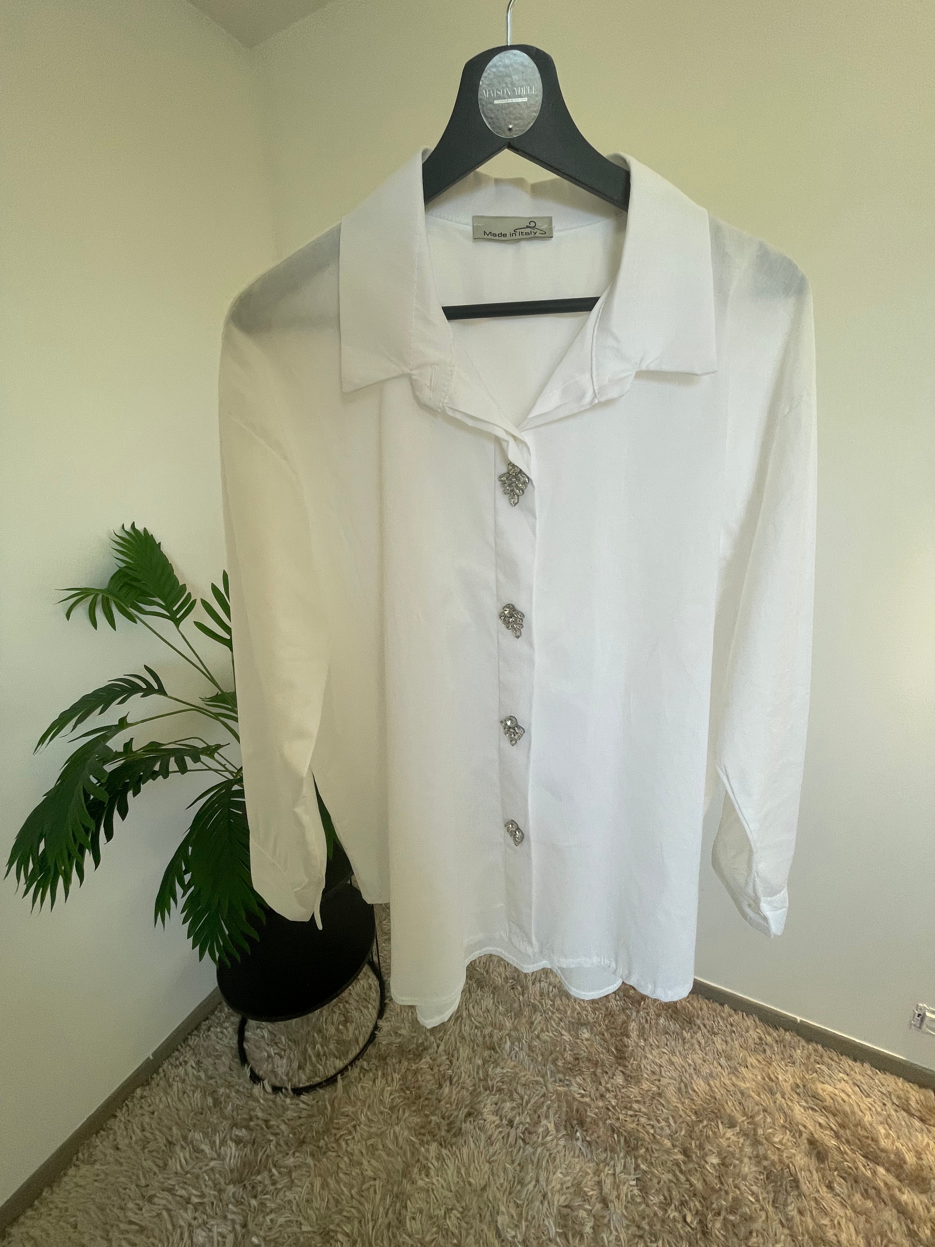 Chemise Blanche Marie Strass - Élégante & Raffinée | Maison Adèle