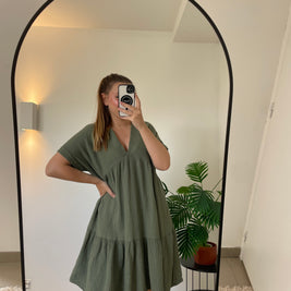 Robe Raphaëlle Kaki - Style Naturel & Bohème | Maison Adèle