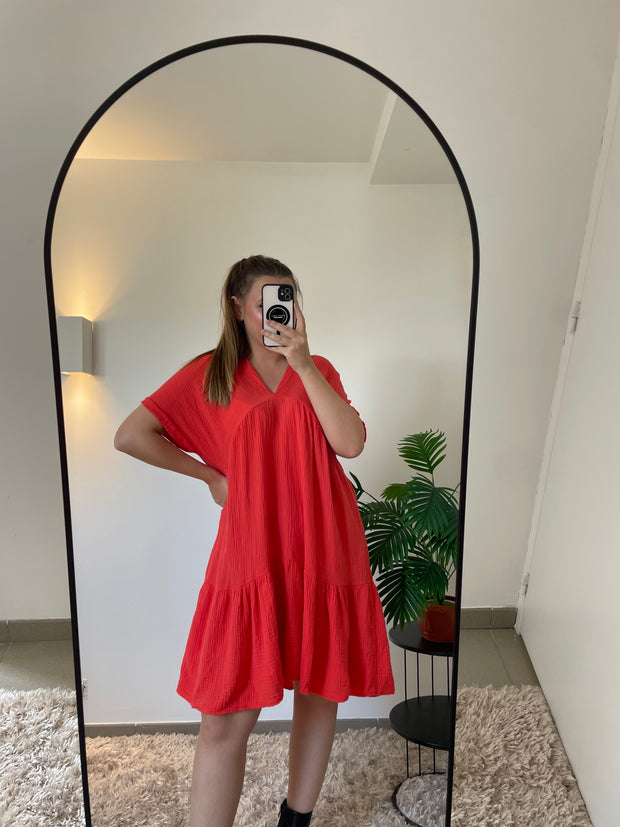 Robe Raphaëlle Corail - Couleur Éclatante & Féminine | Maison Adèle