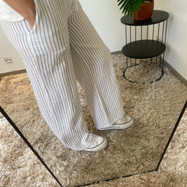 Pantalon Cléo Rayures Beige - Style Nautique Chic | Maison Adèle